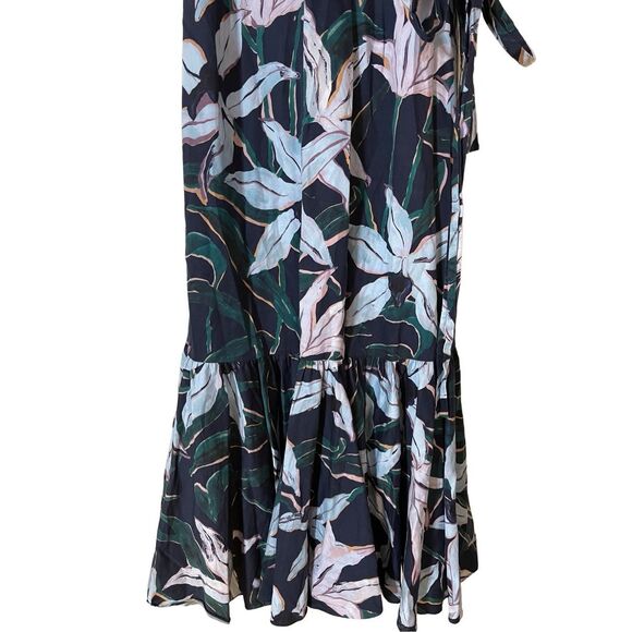 Tory Burch Floral Midi Dress - Black and White - Picture 5 of 11